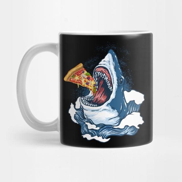 Shark Eating Pizza by TeddyTees